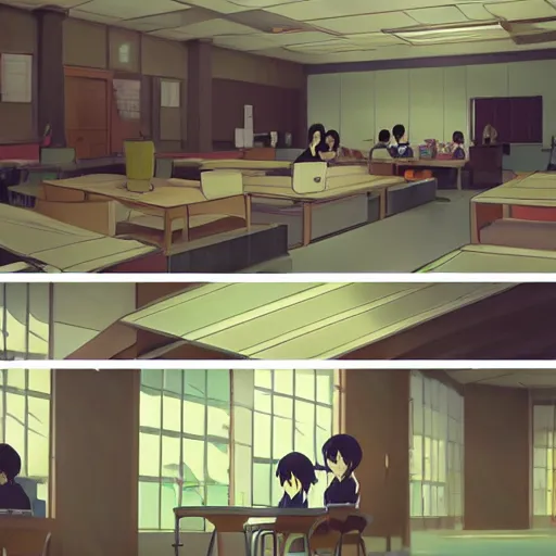 Prompt: classroom,slice of life anime,anime scenery by Makoto shinkai