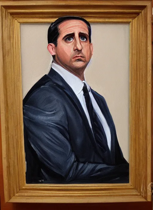 Image similar to portrait painting of michael scott in the style of procter dod