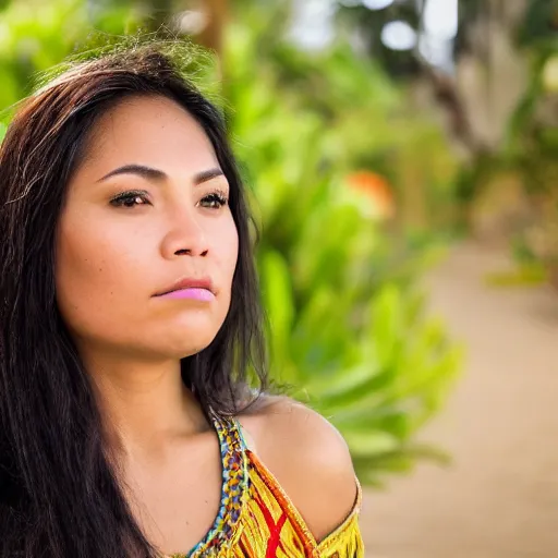 Image similar to a hawaiian filipino portuguese woman with brunette hair and blue luminously incandescent eyes, photorealistic imagery, self - portrait, 4 k, 8 k