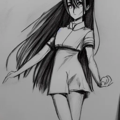 Image similar to sketch of manga girl in dramatic pose