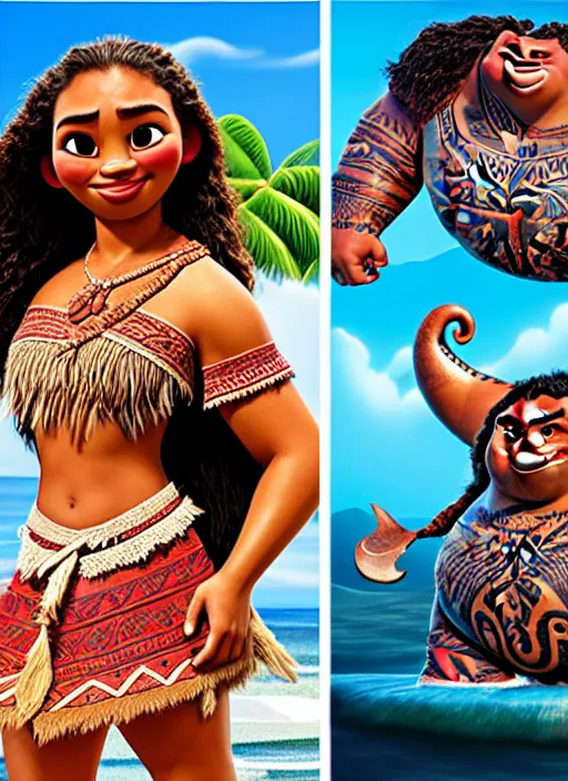 Moana & Maui (live action) - AI Photo Generator - starryai