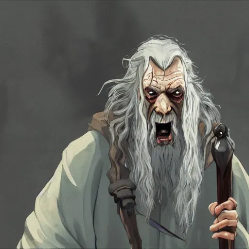 Gandalf as a zombie during a loading screen in grand | Stable Diffusion ...