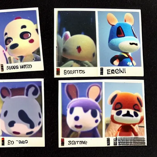 Prompt: polaroid photographs taken of animal crossing characters that may or may not be haunted