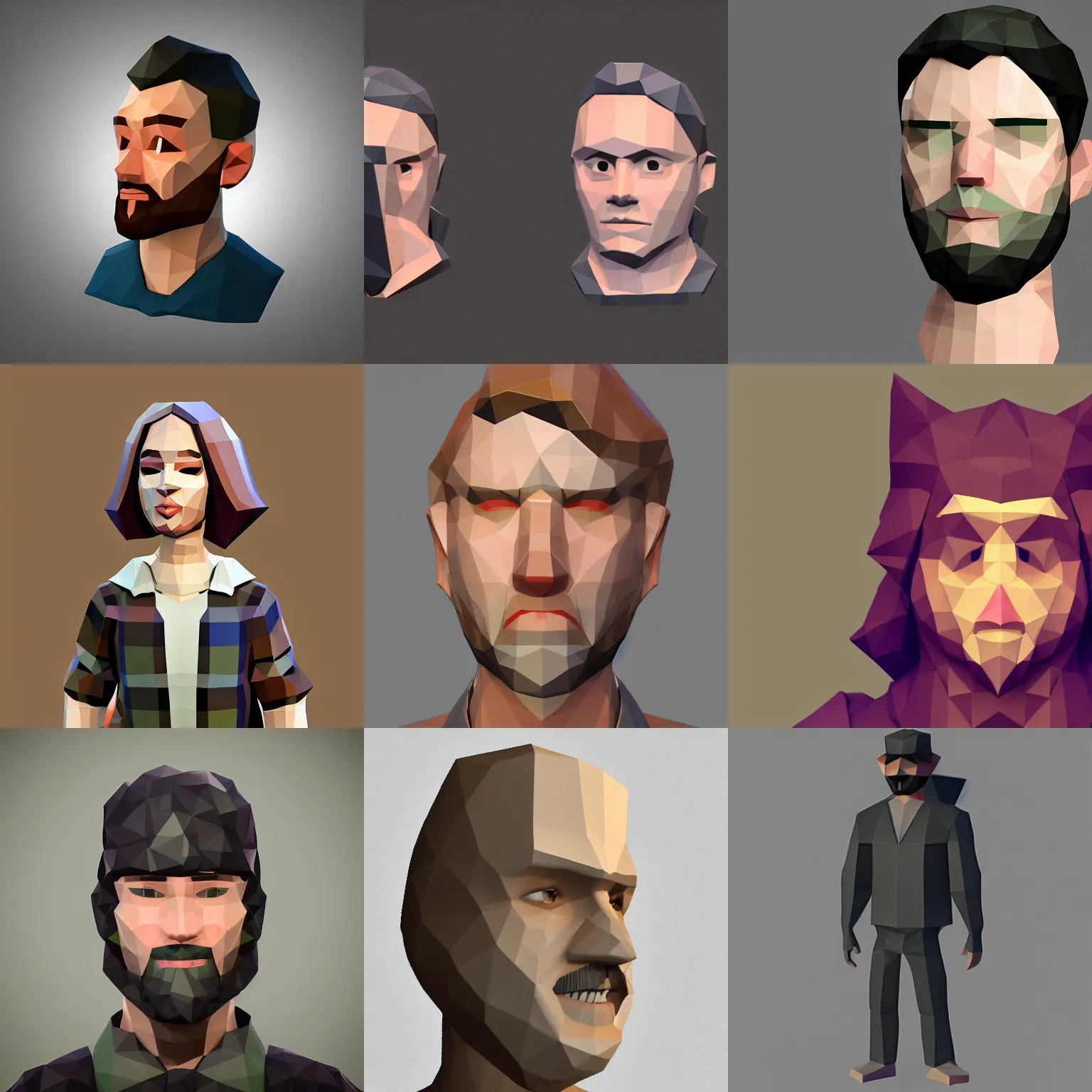 Prompt: lowpoly character portrait