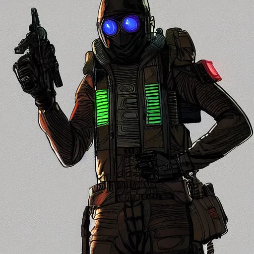 Image similar to Ezekiel. Apex legends cyberpunk spy in stealthsuit. Concept art by James Gurney and Mœbius.