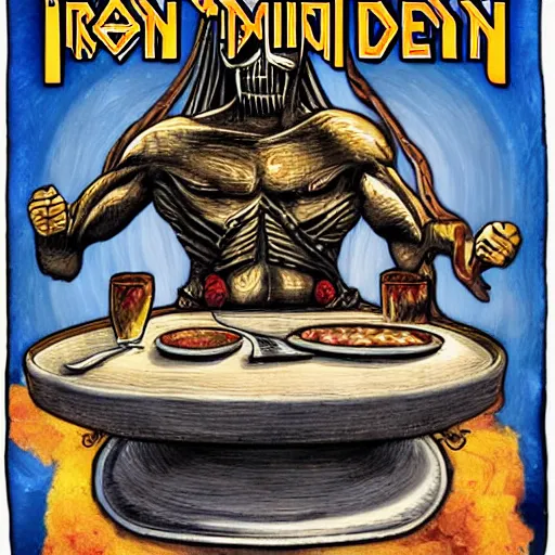 Prompt: the lord's supper iron maiden