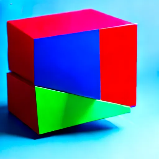 Image similar to a blue cube on top of a red cube on top of a green cube