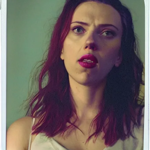 Prompt: polaroid image of scarlett johansson in euphoria