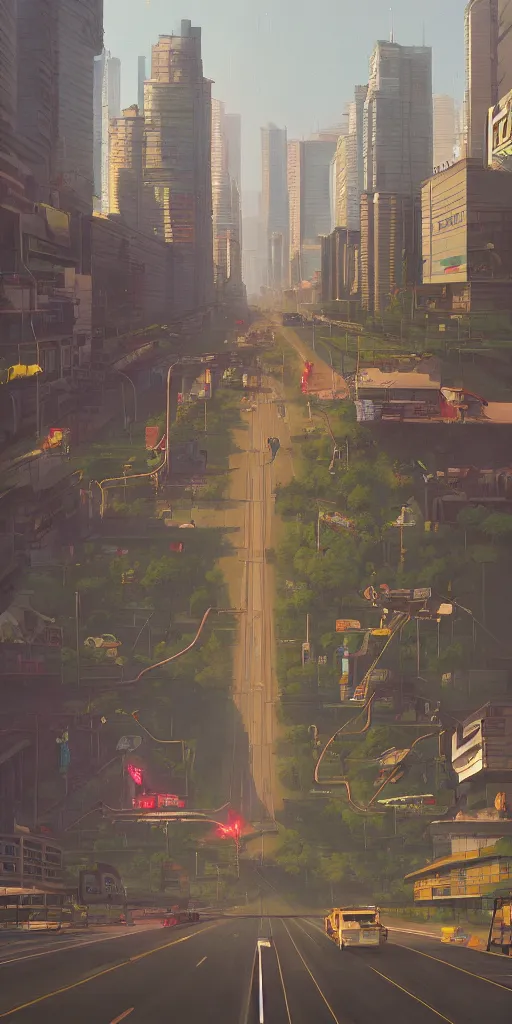 Prompt: Avenida Paulista, art by Simon Stalenhag, featured in Artstation, 4k, cinematic