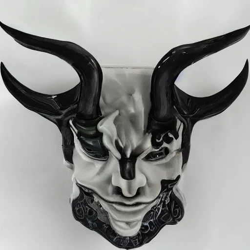 Prompt: azazel porcelain mask with black evil smoke around it, concept art, pencil, by a creative designer