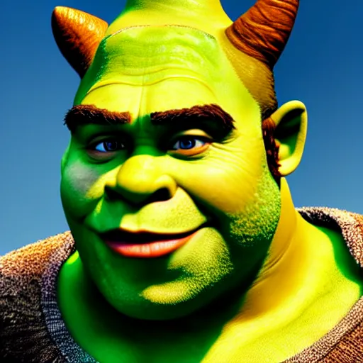 Image similar to ryan reynolds as shrek, highly detailed, extremely high quality, hd, 4 k, 8 k, canon 3 0 0 mm, professional photographer, 4 0 mp, lifelike, top - rated, award winning, realistic, detailed lighting, detailed shadows, sharp, no blur, edited, corrected, trending