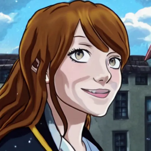 Image similar to emma stone as hermione granger as an anime