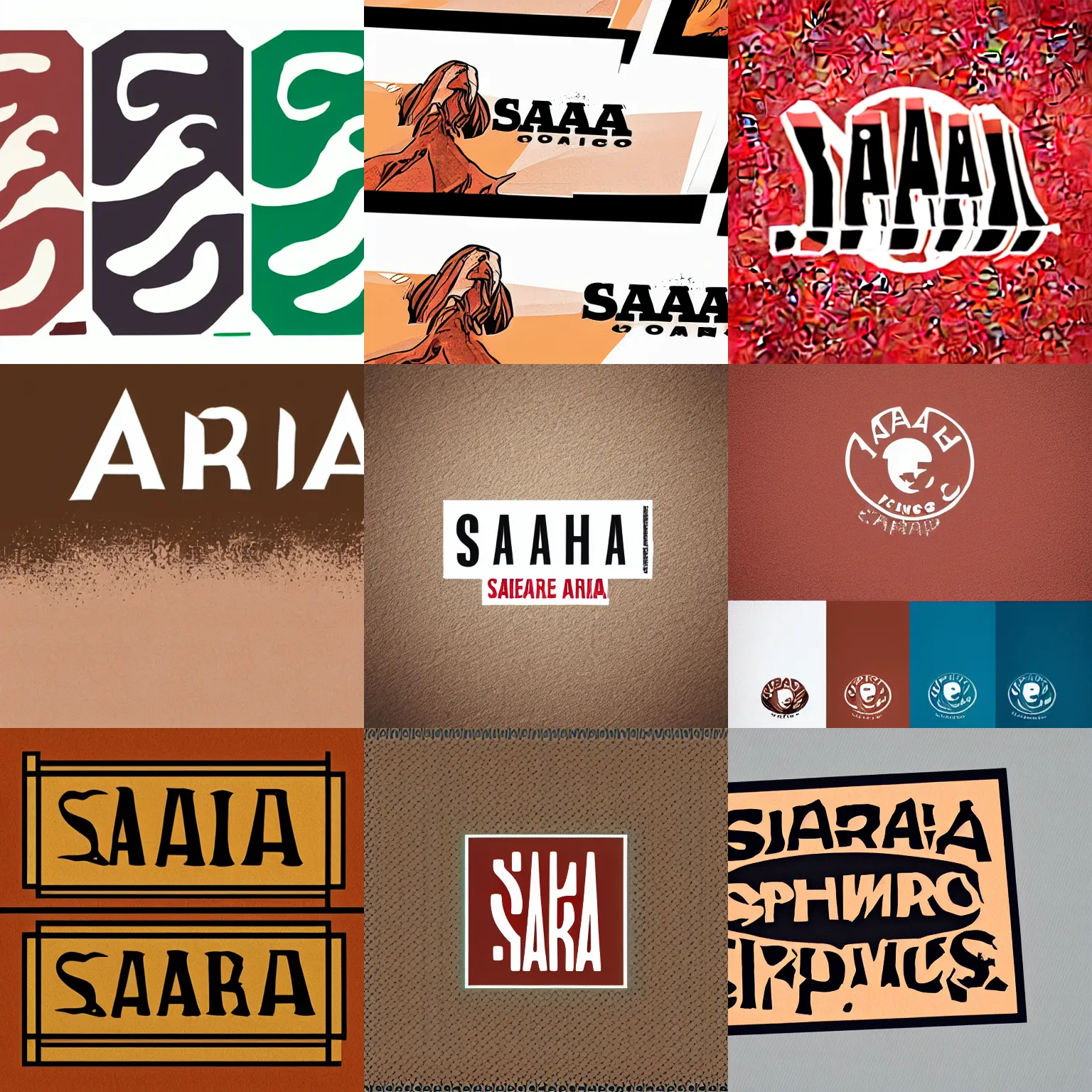 Image similar to Sahara comics logo for a publishing Company, minimalist, desert color scheme