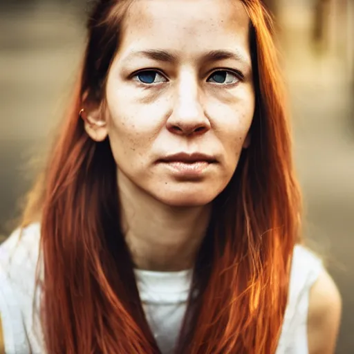 Image similar to portrait of an beautiful 30-year-old woman street portrait award winning