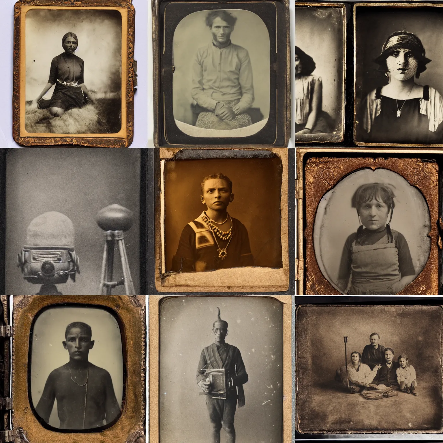 Prompt: Tintype photograph of a ethnographic object on display. 1920s studio lighting.