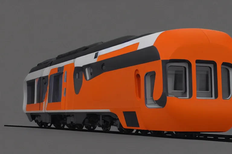 Prompt: cad design of futuristic train with orange details, solidworks, octane render, studio light, 3 5 mm