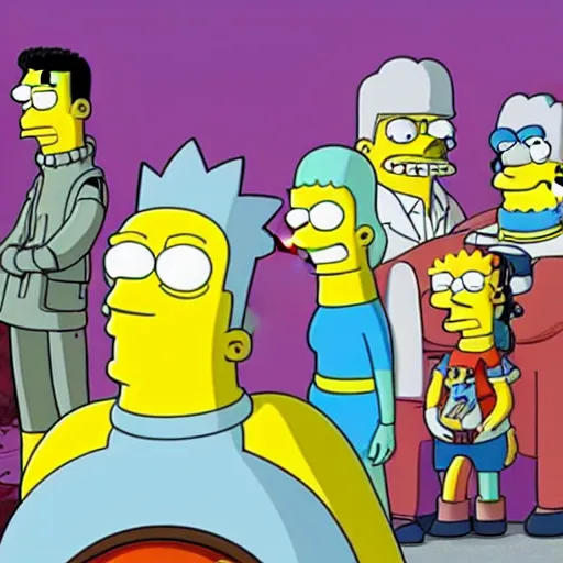 Image similar to futurama meets simpsons in berserk anime drawn by matt groening and anime