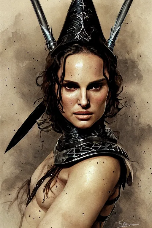 Image similar to natalie portman, legendary warrior, heroic, lord of the rings, tattoos, decorative ornaments, battle armor, by carl spitzweg, ismail inceoglu, vdragan bibin, hans thoma, greg rutkowski, alexandros pyromallis, perfect face, fine details, realistic shading photorealism