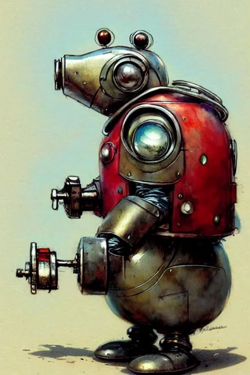 Image similar to adventurer ( ( ( ( ( 1 9 5 0 s retro future android robot fat robot mouse wagon. muted colors. ) ) ) ) ) by jean baptiste monge!!!!!!!!!!!!!!!!!!!!!!!!! chrome red