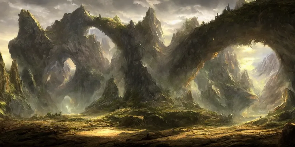 Image similar to beautiful matte painting of a fantasy cave entrance