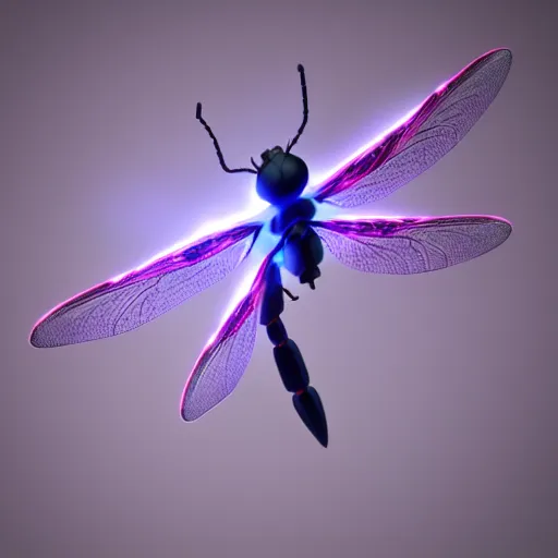 Prompt: Dragonfly made of lightning, octane render