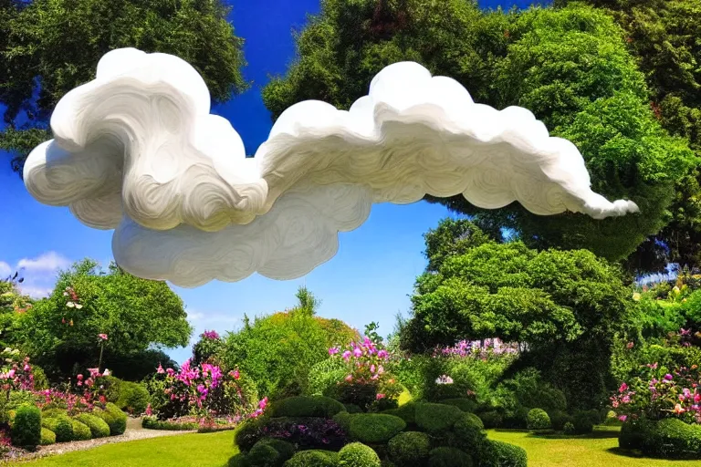 Image similar to a huge flock of many intricate elegant french horn cloud sculptures, art nouveau garden environment, soothing, milky way, award winning art, epic dreamlike fantasy landscape, ultra realistic,