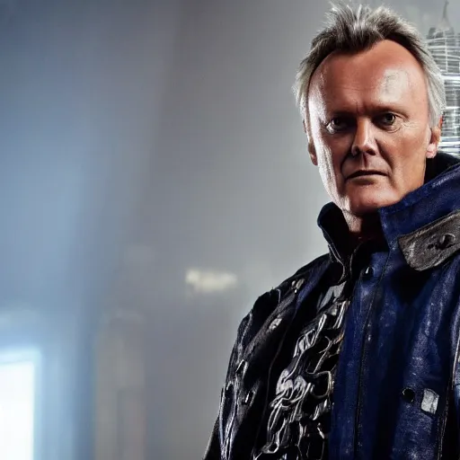 Image similar to Anthony Head as Cyberpunk Uther