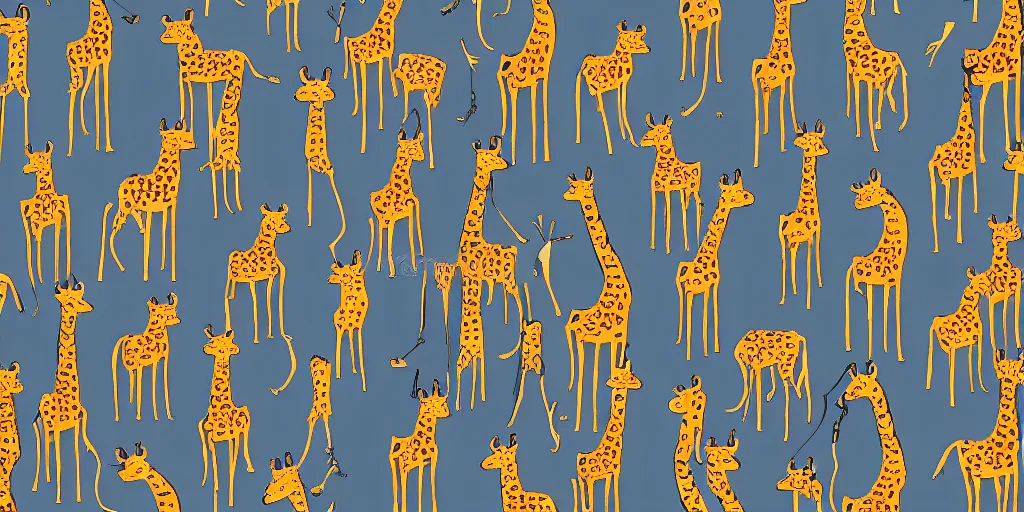 Prompt: giraffe army, illustration, cartoon