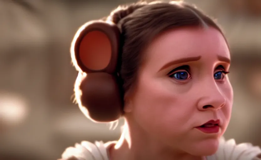 Image similar to hamster princess leia, movie still, star wars, cinematic, sharp focus, cinematic grain, cinematic lighting, 8 k