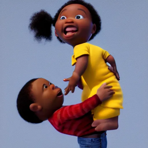 Image similar to holding an african - american baby, award winning art, pixar, 3 d render, unreal engine