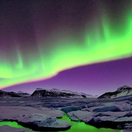 Image similar to professional art of an aurora borealis inside of a glacier, 4 k, 8 k, hd, high quality, highly detailed