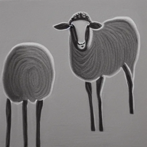 Prompt: one-line qrafic art sheep gray scale