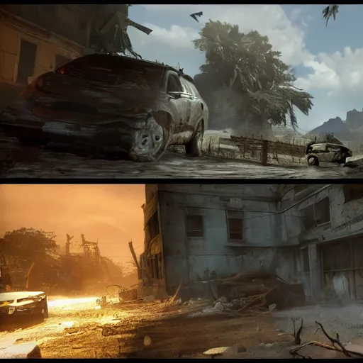 Prompt: xbox vs playstation, post apocalyptic, hd, unreal engine, cinematic