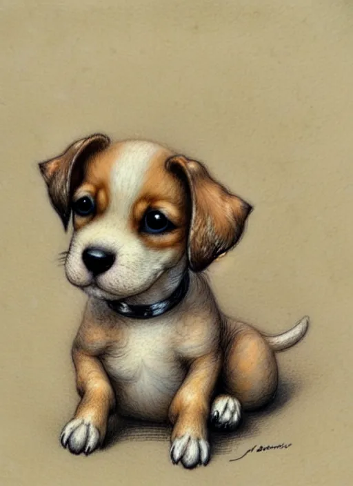 Prompt: a cute puppy dog, muted colors, by jean - baptiste monge