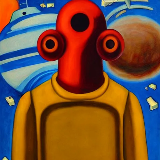 Image similar to cyclops who works at nasa, dystopian, pj crook, edward hopper, oil on canvas