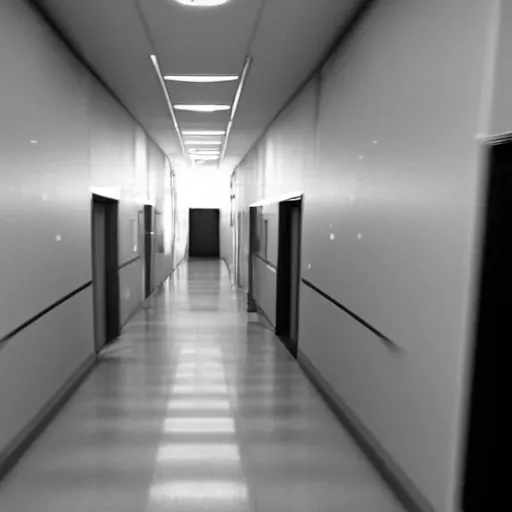 Image similar to cctv footage of government facility hallway distorted by gravitational lensing