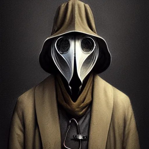 Prompt: portrait of a modern plague doctor,hyperdetailed,hyperrealistic,photorealistic,art by trevor henderson,greg rutkowski,artstation,deviantart,professional lighting,western comic style,sharp lineart,eerie