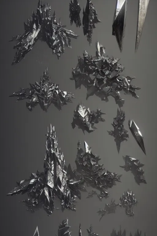 Prompt: a fancy set of crystal blades by greg rutkowski, sung choi, mitchell mohrhauser, maciej kuciara, johnson ting, maxim verehin, peter konig, bloodborne, 8 k photorealistic, cinematic lighting, hd, high details, dramatic, dark atmosphere, trending on artstation