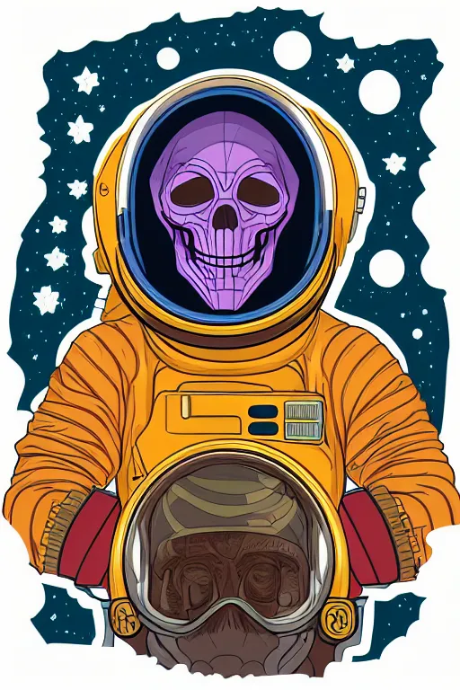 Image similar to portrait of a astronaut skeletor, art by ori toor, sticker, colorful, illustration, highly detailed, simple, smooth and clean vector curves, no jagged lines, vector art, smooth