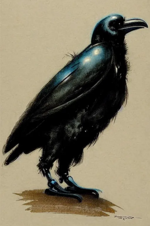 Prompt: (((((1950s robot raven . muted colors.))))) by Jean-Baptiste Monge !!!!!!!!!!!!!!!!!!!!!!!!!!!!!!