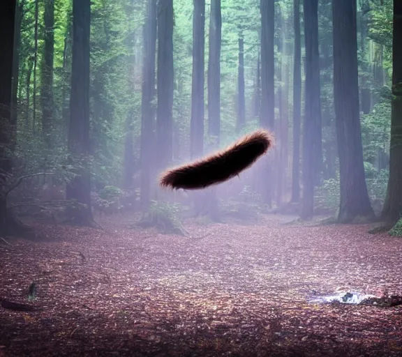 Prompt: a never before seen creature, floating in a forest, stunning photography, ambient light, 8k