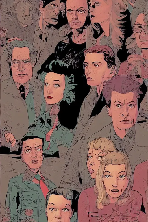 Image similar to Twin Peaks comic artwork cover by Tomer Hanuka