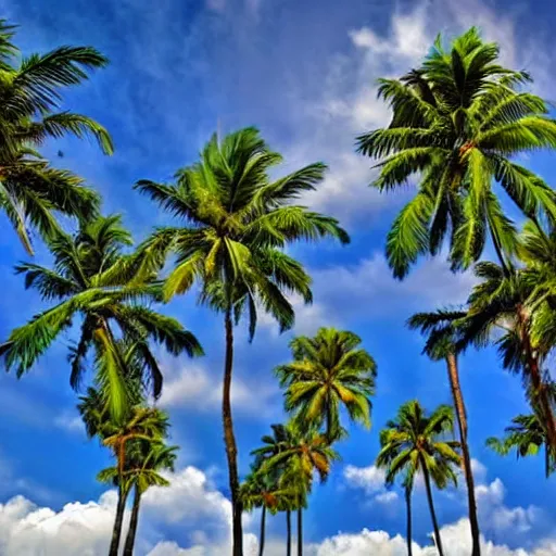 Image similar to Heaven Like place with beautiful clouds and palm trees