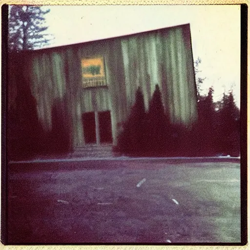 Image similar to “ 1 9 8 0 s polaroid picture of the black lodge from twin peaks, liminal ”