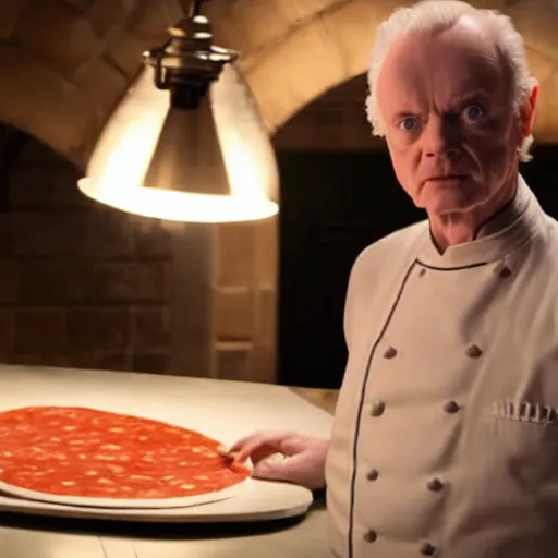 Image similar to A still of Ian McDiarmid as Emperor Palptine making a pizza, 4k, photograph, ultra realistic, highly detailed, professional lighting