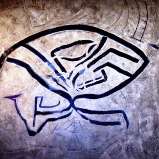 Prompt: starcraft protoss hieroglyphs cave drawing photo