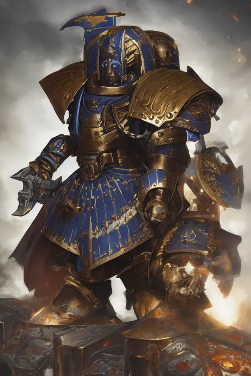 Image similar to armor portrait heros warhammer 4 0 k horus heresy fanart - the primarchs emperor by johannes helgeson animated with vfx concept artist & illustrator global illumination ray tracing hdr fanart arstation zbrush central hardmesh 8 k octane renderer comics stylized