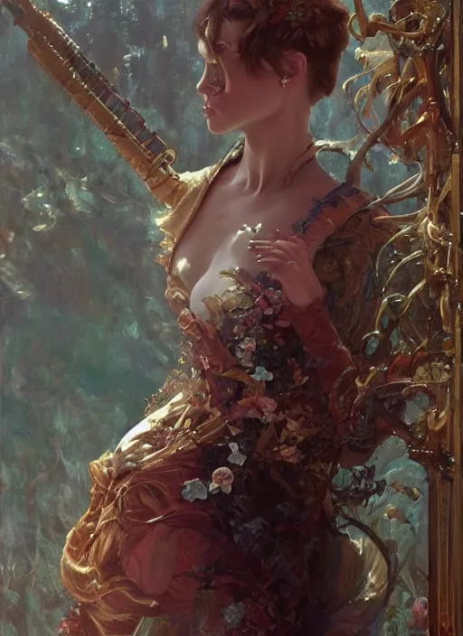 Prompt: music video screenshot of natalie portman, unreal, fantasy, intricate, elegant, dramatic, highly detailed, photorealistic, digital painting, painterly, artstation, concept art, smooth, sharp focus, art by John Collier and Krenz Cushart and Artem Demura and Alphonse Mucha and Albert Aublet