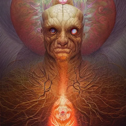 Prompt: FINAL BOSS by alex grey, by Esao Andrews and Karol Bak and Zdzislaw Beksinski and Zdzisław Beksiński, trending on ArtStation