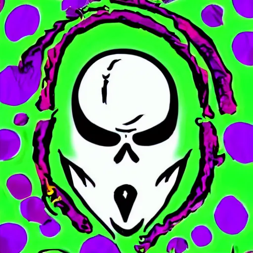 Prompt: ghostface from Scream (1996 film) in the style of Lisa Frank